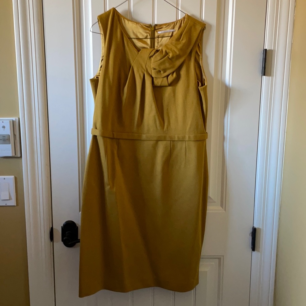T Tahari dress with detail around neck